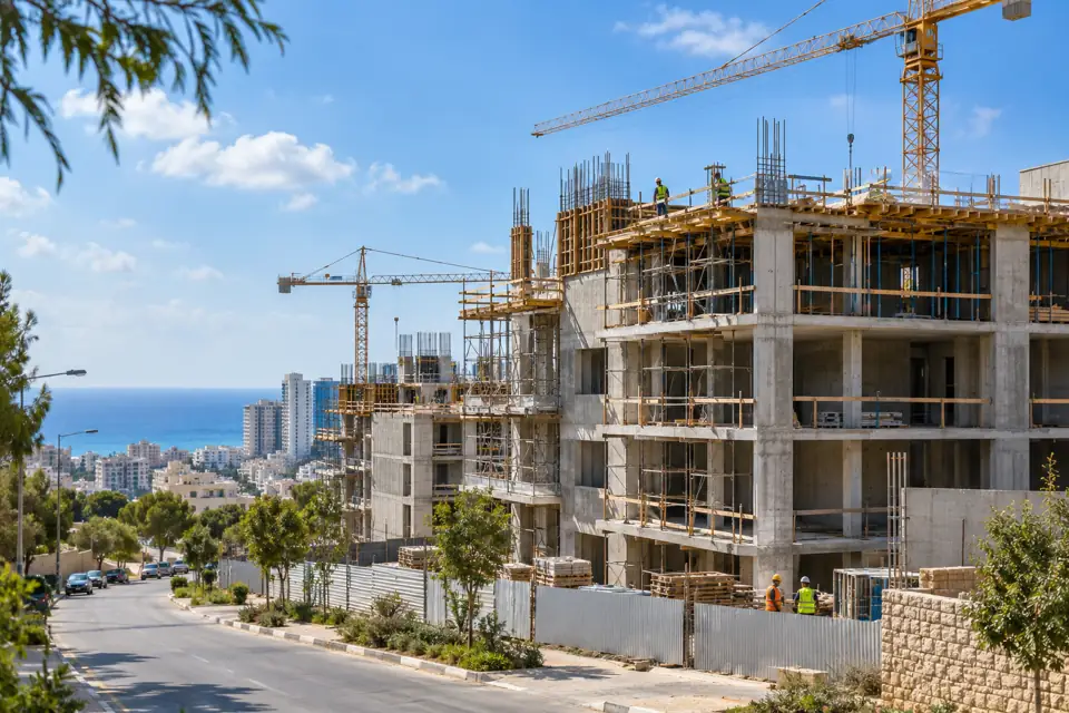 Chantier d'un immeuble résidentiel neuf en Israël